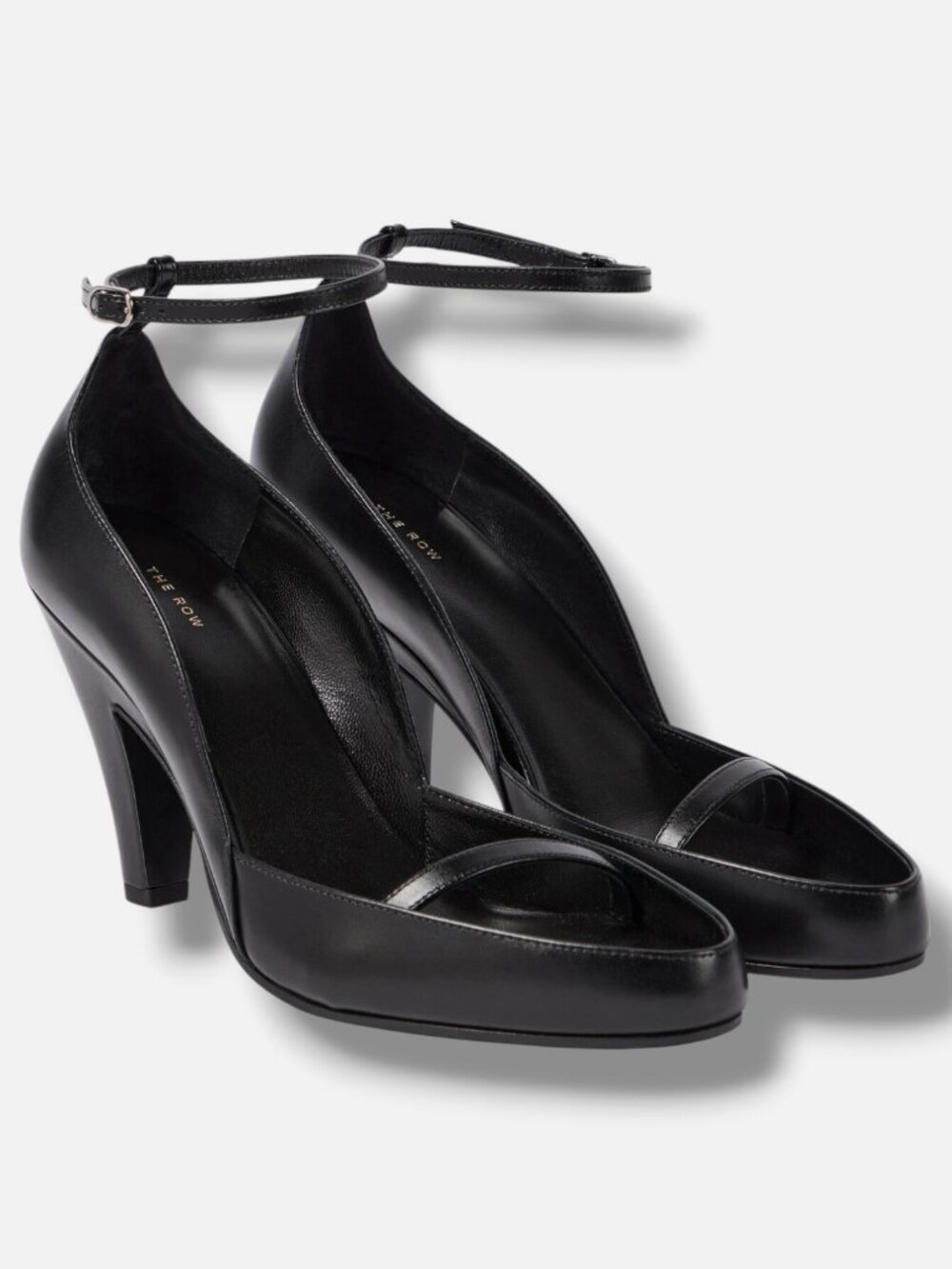 The Row Women's Black Leather Ankle-Strap Pumps Shoes Size 36